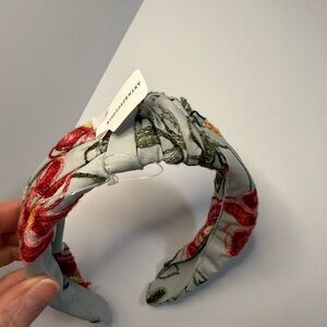 Anthropologie Floral Embroidered Headband - Red and Green